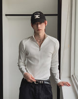 Jireon Half Zip-Up Ribbed Long Sleeve T-Shirt