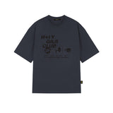 オーバーサイズ ヒップホップ ダンススタジオ ホーリーガールクラブ グラフィック 半袖Tシャツ_CHARCOAL