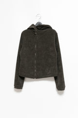 neck 3 Button fluffy hood zip-up(3colors)