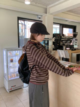 [unisex] キルシュッドボタンストライプフーディー