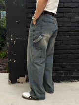 Dying patch carpenter denim