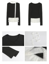 lace frill scarf long-sleeve t-shirt