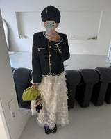 Color-Blocked Chain Tweed Jacket