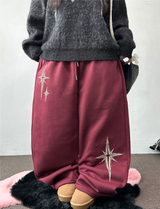 wide balloon fleece-lined hustle fire print wide long pants 🩶 3 COLOR