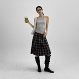 [MADE] Tnew Check Pleated Midi Skirt
