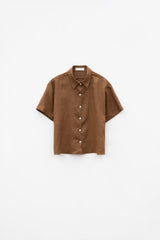 Linen half shirts (Brown)