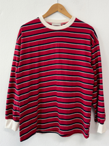 STRIPE OVER BOXY BOYFRIEND LONG SLEEVE T SHIRT ❤💚🩵🧸4COLOR