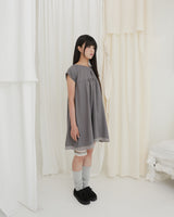 COUNTRY FLARE LINEN DRESS / CHARCOAL