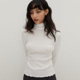 コントラストインターロックタートルネックTシャツ ホワイト