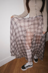Long Check Chiffon Sharalla Skirt