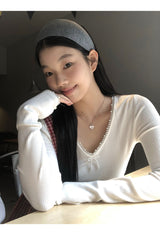 パールボウVネック長袖Tシャツ