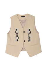 Navajo Embroidered Vest (cream)