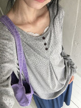 26SS★ [BAONHAUS] Latte Flower Over Long Sleeve Tee