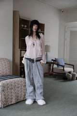 Dart pintuck wide pants