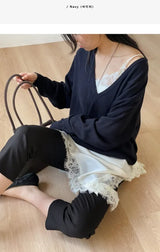 [wool50%] Danny Deep V-Neck Over Fit Knit