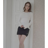 BACK RIBBON LONG SLEEVE-WHITE
