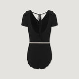 Retro Collar Belted One-piece