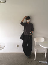 Rust Henry Neck Long Sleeve Knit 2C
