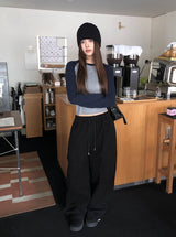 ダッツラグランカラースリムフィット長袖ニット