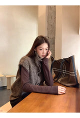 Multicolor Turtleneck Knit Vest 