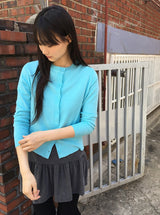 Unin Basic Color Round Neck Cardigan