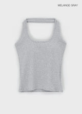 [B-BASIC] Ribbed Halter Sleeveless Top (Built-in Cap)