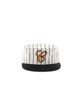 6CRAYON  Retro Flat Top Baseball Cap - Striped Wool Blend with Embroidered Letters