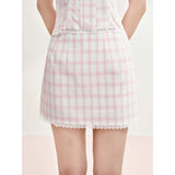 [GirlyFancyClub] Pinkish Girl Color Palette Pink Plaid Skirt