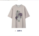 Pure cotton breathable loose short-sleeved men's and women's round neck printed half-sleeve T-shirt for summer