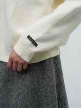 loose fit round collar pullover - ivory   