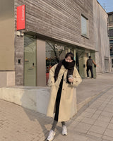 Wool buckle long coat