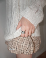 [925SILVER] STARRY CREAM STAR PATTER RING