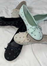 EYELET SUEDE FLAT SHOES (3color)