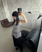 scarf set stripe frill mini-dress