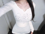 ローズ レタリング スリムフィット Tシャツ