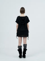 eyelet lace hood op / black