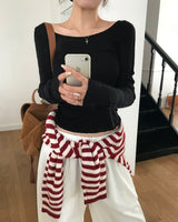 メローデザインロングスリーブカットソー (or Long-Sleeve Top)