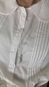 Silver tassel long layered necklace