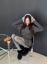 wool fleece stripe strap pumpkin dress