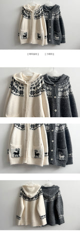 Rudolph Snowflake Hooded Knit Cardigan