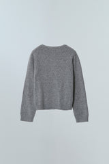 YUSE LOGO LAMSWOOL BASIC KNIT CARDIGAN - GRAY