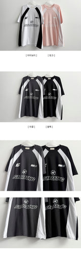 Pobe Barcity color マッチングオーバーフィット半袖