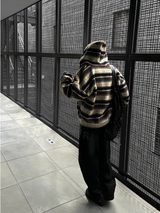 wool jacquard hooded jumper jacket