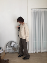 ルネットショールカラーケーブルニット