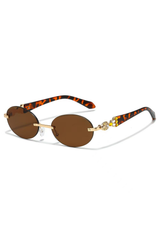 Elegant Rimless Rhinestone Oval Sunglasses