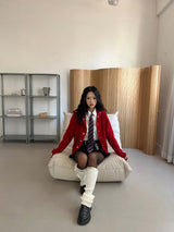  Metal snap button high neck long sleeve knit cardigan (3 colors)