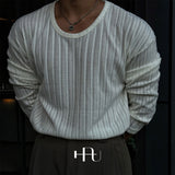 [HFORUS MADE]Forus ニットプリーツUネックロングスリーブス イン アイボリー