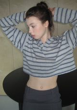 Row Stripe Crop Tee [gray]
