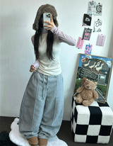 フリース 🤍🐏ラインポイントバルーンロングパンツ 🤍🩶🖤3カラー