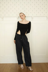 アイレットサイドカットTシャツ(black)